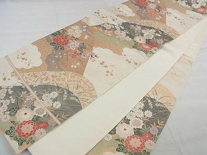 平和屋着物◎六通柄袋帯 唐織 雲取り立波吉祥花文 金糸 逸品 CAAD7085yk
