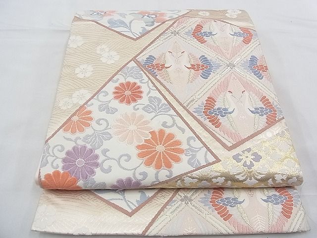 平和屋着物◎六通柄袋帯 唐織 有職切嵌花唐草文 金糸 逸品 BAAE3124jm