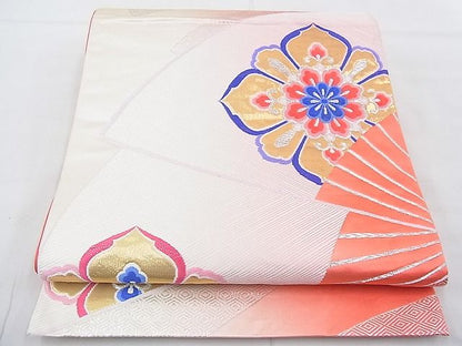 平和屋着物◎六通柄袋帯 唐織 扇面花菱文 金銀糸 逸品 BAAE3129jm