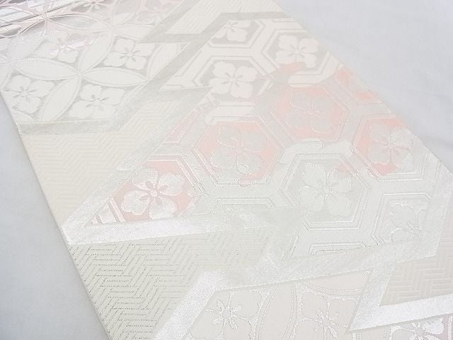 平和屋着物◎太鼓柄袋帯 松皮菱有職文 銀糸 逸品 BAAE3133jm
