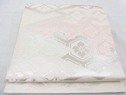 平和屋着物◎太鼓柄袋帯 松皮菱有職文 銀糸 逸品 BAAE3133jm