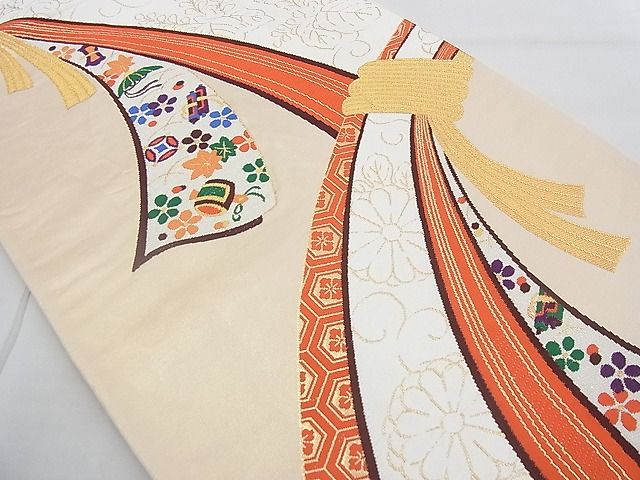 平和屋着物◎六通柄袋帯 唐織 束ね熨斗吉祥文 金糸 逸品 BAAE3132jm