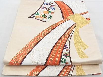 平和屋着物◎六通柄袋帯 唐織 束ね熨斗吉祥文 金糸 逸品 BAAE3132jm