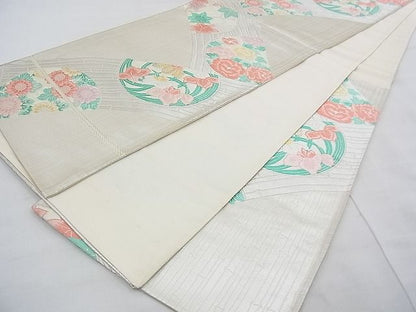 平和屋着物◎六通柄袋帯 唐織 籬花丸文 銀糸 逸品 BAAE3138jm