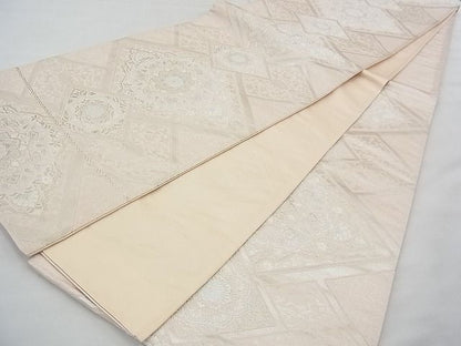 平和屋着物◎六通柄袋帯　唐織　花菱文　銀糸　逸品　BAAE3146jm