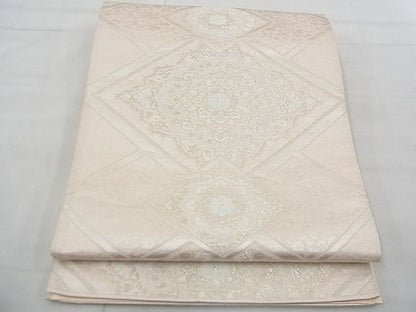 平和屋着物◎六通柄袋帯　唐織　花菱文　銀糸　逸品　BAAE3146jm