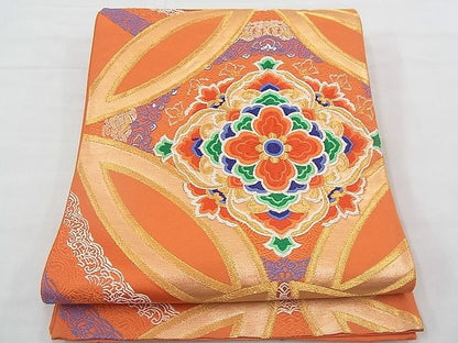 平和屋着物◎六通柄袋帯 唐織 正倉院花文 金糸 逸品 BAAE3152jm