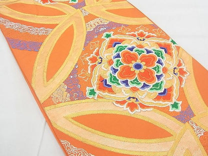平和屋着物◎六通柄袋帯 唐織 正倉院花文 金糸 逸品 BAAE3152jm