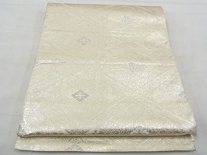 平和屋着物◎六通柄 本袋帯 花菱文 本銀箔 逸品 BAAE3155jm