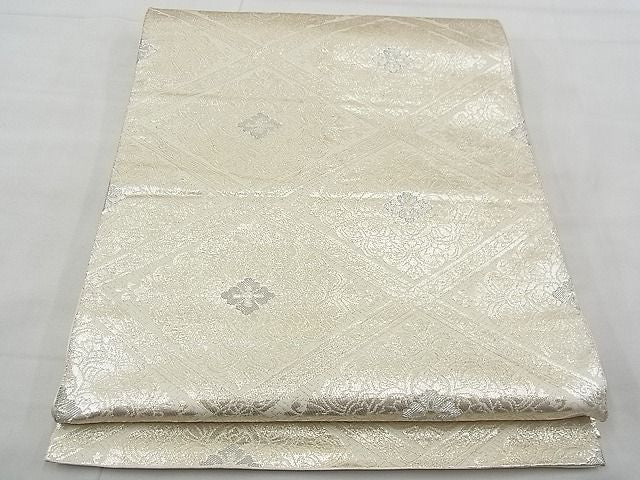 平和屋着物◎六通柄 本袋帯 花菱文 本銀箔 逸品 BAAE3155jm