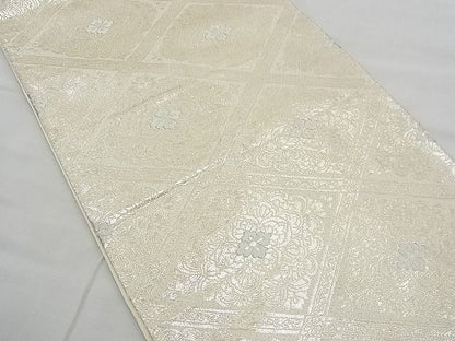 平和屋着物◎六通柄 本袋帯 花菱文 本銀箔 逸品 BAAE3155jm