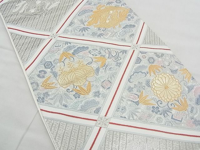 平和屋着物◎六通柄袋帯 唐織 鳳凰花菱紋 宝尽くし 金糸 逸品 BAAE3158jm