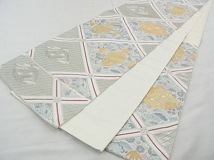 平和屋着物◎六通柄袋帯 唐織 鳳凰花菱紋 宝尽くし 金糸 逸品 BAAE3158jm