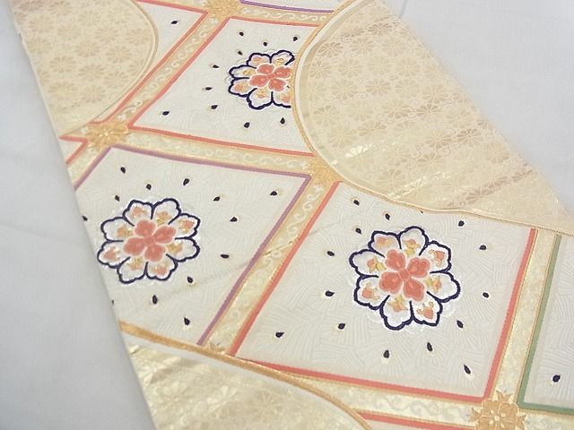 平和屋着物◎六通柄袋帯 唐織 花菱文 金銀糸 逸品 BAAE3166jm