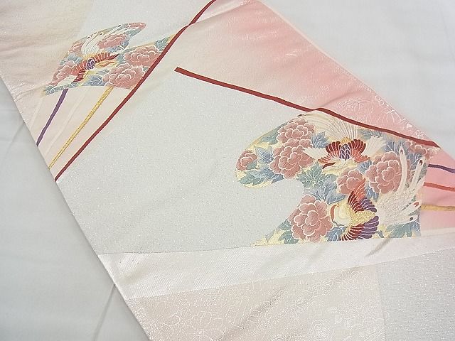 平和屋着物◎六通柄袋帯 唐織 鳳凰扇面花文 金銀糸 逸品 BAAE3181jm