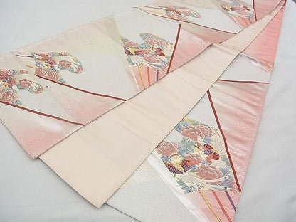 平和屋着物◎六通柄袋帯 唐織 鳳凰扇面花文 金銀糸 逸品 BAAE3181jm