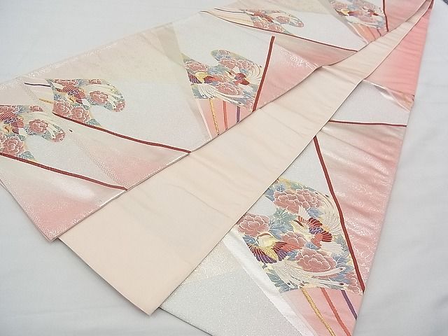平和屋着物◎六通柄袋帯 唐織 鳳凰扇面花文 金銀糸 逸品 BAAE3181jm