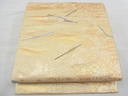 平和屋着物◎六通柄袋帯 唐織 道長扇散らし 金糸 逸品 BAAE5803jm