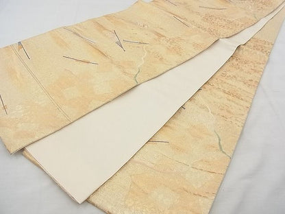 平和屋着物◎六通柄袋帯 唐織 道長扇散らし 金糸 逸品 BAAE5803jm