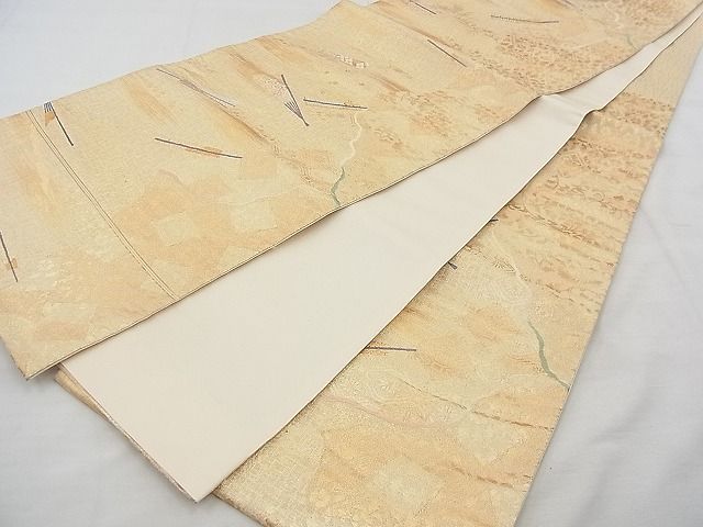 平和屋着物◎六通柄袋帯 唐織 道長扇散らし 金糸 逸品 BAAE5803jm