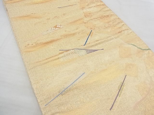 平和屋着物◎六通柄袋帯 唐織 道長扇散らし 金糸 逸品 BAAE5803jm