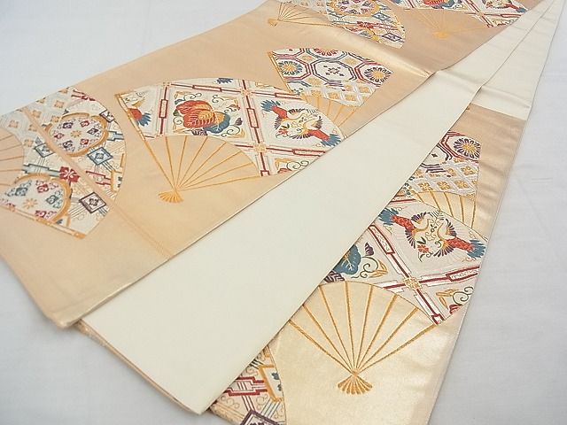 平和屋着物◎六通柄袋帯 唐織 扇面有職文様 金銀糸 逸品 BAAE5812jm