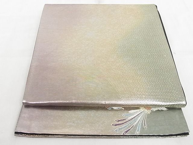 平和屋着物◎六通柄袋帯 無地浪漫 ワンポイント 飛鳥文 引箔 正絹 逸品 AAAF3564Bgw