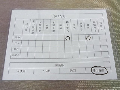 平和屋着物◎六通柄袋帯 無地浪漫 ワンポイント 飛鳥文 引箔 正絹 逸品 AAAF3564Bgw