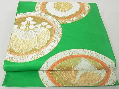 平和屋着物◎六通柄袋帯 花絵皿 金銀糸 逸品 DAAD4181we