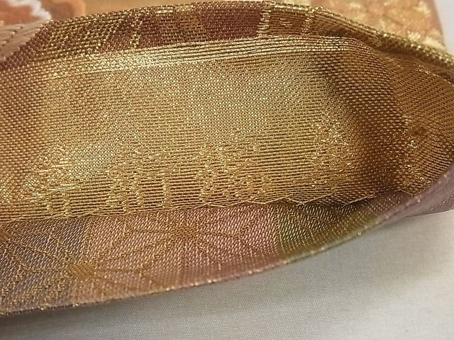 平和屋着物◎両面柄袋帯 慶長重ね 井桁瑞華文 金糸 逸品 DAAD7341ud