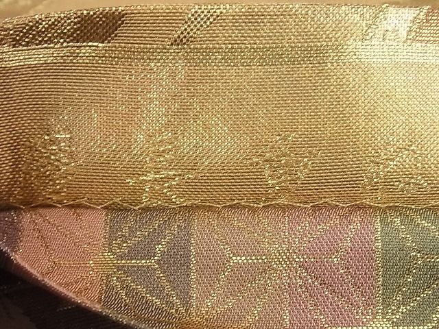 平和屋着物◎両面柄袋帯 慶長重ね 井桁瑞華文 金糸 逸品 DAAD7341ud