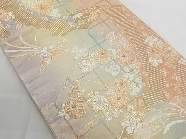 平和屋着物◎六通柄袋帯 花鳥文 金銀糸 正絹 逸品 AAAF3598Bgw