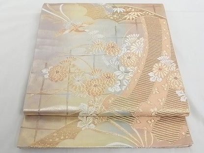 平和屋着物◎六通柄袋帯 花鳥文 金銀糸 正絹 逸品 AAAF3598Bgw