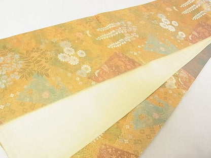 平和屋着物◎六通柄袋帯 吉祥花文 金糸 逸品 DAAD4213we
