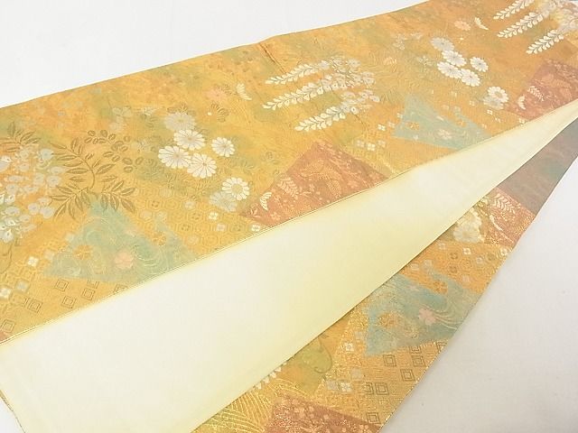 平和屋着物◎六通柄袋帯 吉祥花文 金糸 逸品 DAAD4213we