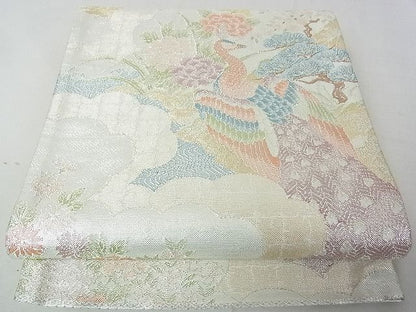 平和屋着物◎佐賀錦 六通柄袋帯 孔雀花文 金銀糸 逸品 DAAD4221we