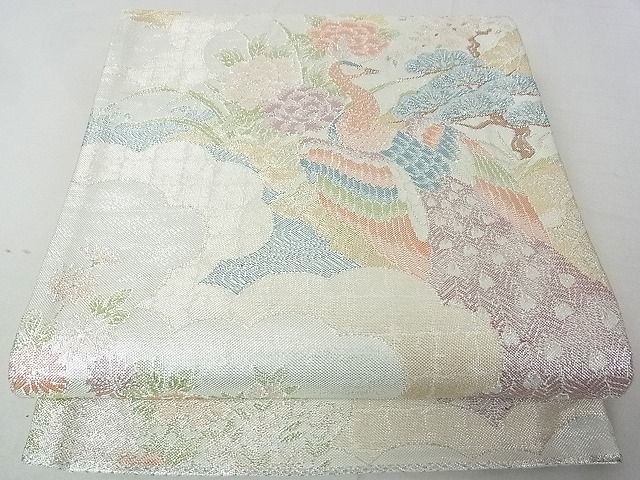 平和屋着物◎佐賀錦 六通柄袋帯 孔雀花文 金銀糸 逸品 DAAD4221we