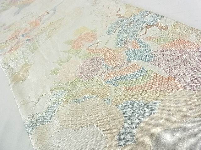 平和屋着物◎佐賀錦 六通柄袋帯 孔雀花文 金銀糸 逸品 DAAD4221we