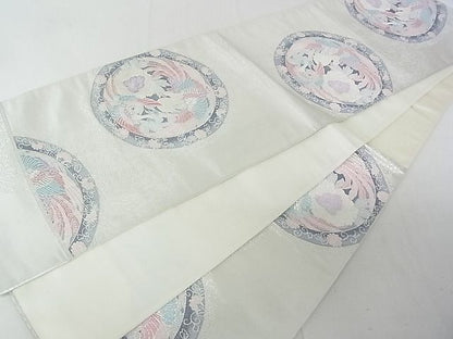 平和屋着物◎六通柄袋帯 鳳凰花文 銀糸 逸品 DAAD4227we