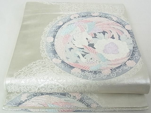 平和屋着物◎六通柄袋帯 鳳凰花文 銀糸 逸品 DAAD4227we
