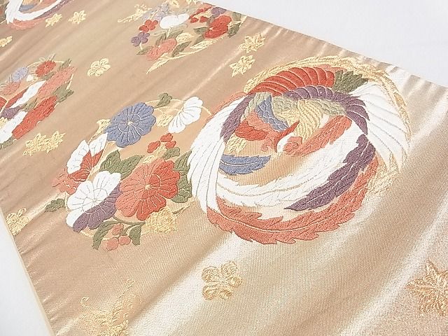 平和屋着物◎六通柄袋帯 唐織 花鳥丸文 金糸 逸品 DAAD5264rt