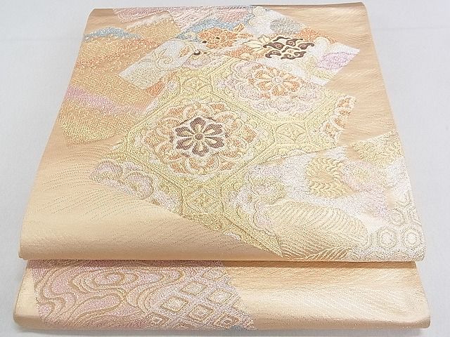 平和屋着物◎六通柄袋帯 色紙重ね吉祥花文 金銀糸 逸品 DAAD5270rt