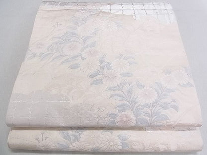 平和屋着物◎六通太鼓柄袋帯 霞草花文 銀糸 逸品 DAAD5273rt