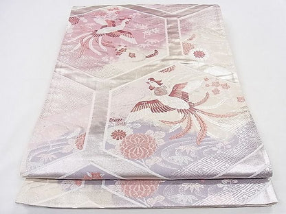 平和屋着物◎六通柄袋帯 亀甲取瑞鳥 銀糸 逸品 CAAD8800ou