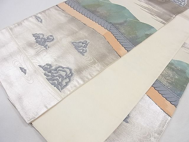 平和屋着物◎六通柄袋帯 流水遠山文 金銀糸 逸品 CAAD8807ou