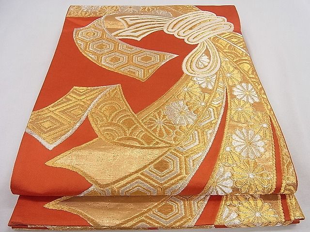 平和屋着物◎六通柄袋帯 唐織 束ね熨斗吉祥花文 金銀糸 逸品 CAAD8765ou