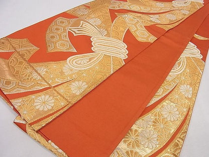平和屋着物◎六通柄袋帯 唐織 束ね熨斗吉祥花文 金銀糸 逸品 CAAD8765ou