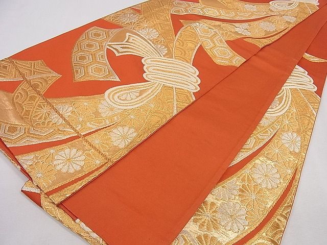平和屋着物◎六通柄袋帯 唐織 束ね熨斗吉祥花文 金銀糸 逸品 CAAD8765ou