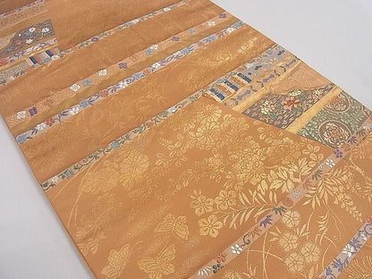 平和屋着物◎六通柄袋帯 唐織 草花吉祥文 金糸 逸品 CAAD8792ou