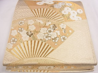 平和屋着物◎西陣 まいづる謹製 六通柄袋帯 扇面草花文 逸品 CAAD1134eg
